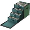 imageSONGMICS Large Christmas Ornament Storage Box with Side Open Stackable Christmas Storage Container with Lid 8 Drawer Trays 600D Oxford 3Inch 128 Slots Dove Gray URFB038G01Forest Green