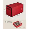imageSONGMICS Large Christmas Ornament Storage Box with Side Open Stackable Christmas Storage Container with Lid 8 Drawer Trays 600D Oxford 3Inch 128 Slots Dove Gray URFB038G01Cherry Red