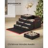 imageSONGMICS Large Christmas Ornament Storage Box with Side Open Stackable Christmas Storage Container with Lid 8 Drawer Trays 600D Oxford 3Inch 128 Slots Dove Gray URFB038G01Ink Black