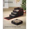 imageSONGMICS Large Christmas Ornament Storage Box with Side Open Stackable Christmas Storage Container with Lid 8 Drawer Trays 600D Oxford 3Inch 128 Slots Dove Gray URFB038G01Ink Black