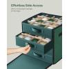 imageSONGMICS Large Christmas Ornament Storage Box with Side Open Stackable Christmas Storage Container with Lid 8 Drawer Trays 600D Oxford 3Inch 128 Slots Dove Gray URFB038G01Forest Green