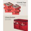 imageSONGMICS Large Christmas Ornament Storage Box with Side Open Stackable Christmas Storage Container with Lid 8 Drawer Trays 600D Oxford 3Inch 128 Slots Dove Gray URFB038G01Cherry Red