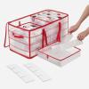 imageSONGMICS Large Christmas Ornament Storage Boxes 3Inch Balls 8 Trays 128 Slots Plastic Christmas Storage Container with Lid Dual Zippers Side Handles Cherry Red URFB029T01Cherry Red