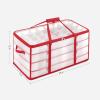 imageSONGMICS Large Christmas Ornament Storage Boxes 3Inch Balls 8 Trays 128 Slots Plastic Christmas Storage Container with Lid Dual Zippers Side Handles Cherry Red URFB029T01Cherry Red