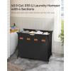 imageSONGMICS Laundry Hamper Laundry Basket 304 Gal Laundry Sorter 2 Sections Collapsible XFrame Clothes Organizer with Customizable Labels Laundry Room Bedroom Bathroom Ink Black ULCB120B01Ink Black