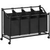 imageSONGMICS Laundry Sorter Rolling Laundry Basket with 4 Removable Bags Laundry Hamper Laundry Cart for Laundry Room Bedroom Bathroom 4 x 119 Gallons Ink Black URLS103B01Ink Black