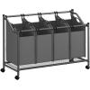 imageSONGMICS Laundry Sorter Rolling Laundry Basket with 4 Removable Bags Laundry Hamper Laundry Cart for Laundry Room Bedroom Bathroom 4 x 119 Gallons Ink Black URLS103B01Slate Gray