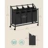 imageSONGMICS Laundry Sorter Rolling Laundry Basket with 4 Removable Bags Laundry Hamper Laundry Cart for Laundry Room Bedroom Bathroom 4 x 119 Gallons Ink Black URLS103B01Ink Black