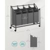 imageSONGMICS Laundry Sorter Rolling Laundry Basket with 4 Removable Bags Laundry Hamper Laundry Cart for Laundry Room Bedroom Bathroom 4 x 119 Gallons Ink Black URLS103B01Slate Gray