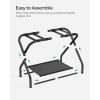 imageSONGMICS Luggage Racks Set of 2 Suitcase Stand with Fabric Storage Shelf for Guest Room Bedroom Hotel Foldable Steel Frame Holds up to 110 lb 272 x 15 x 205 Inches Black URLR002B02Black