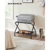 imageSONGMICS Luggage Racks Set of 2 Suitcase Stand with Fabric Storage Shelf for Guest Room Bedroom Hotel Foldable Steel Frame Holds up to 110 lb 272 x 15 x 205 Inches Black URLR002B02Black