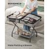 imageSONGMICS Luggage Racks Set of 2 Suitcase Stand with Fabric Storage Shelf for Guest Room Bedroom Hotel Foldable Steel Frame Holds up to 110 lb 272 x 15 x 205 Inches Black URLR002B02Slate Gray