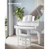 imageSONGMICS Piano Bench with Padded Cushion and Storage Compartment for Music Books Vanity Stool Tufted Wooden Piano Seat 138 x 22 x 195 Inches Black ULPB55HWhite