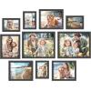 imageSONGMICS Picture Frames Collage Picture Frames Set of 10 Two 8x10 Four 5x7 Four 4x6 Photo Frame for Wall Gallery Decor Table Display Glass Rustic BrownInk Black