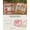 imageSONGMICS Plastic Christmas Ornament Storage Boxes 2 Pack Christmas Ball Organizers Hold 128 Balls up to 3Inch Removable Dividers Cherry Red URFB029T02Cherry Red