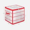imageSONGMICS Plastic Christmas Ornament Storage Boxes 2 Pack Christmas Ball Organizers Hold 128 Balls up to 3Inch Removable Dividers Cherry Red URFB029T02Cherry Red