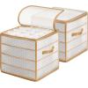 imageSONGMICS Plastic Christmas Ornament Storage Boxes 2 Pack Christmas Ball Organizers Hold 128 Balls up to 3Inch Removable Dividers Cherry Red URFB029T02Sandy Gold