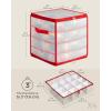 imageSONGMICS Plastic Christmas Ornament Storage Boxes 2 Pack Christmas Ball Organizers Hold 128 Balls up to 3Inch Removable Dividers Cherry Red URFB029T02Cherry Red