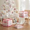 imageSONGMICS Plastic Christmas Ornament Storage Boxes 2 Pack Christmas Ball Organizers Hold 128 Balls up to 3Inch Removable Dividers Cherry Red URFB029T02Cherry Red