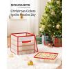 imageSONGMICS Plastic Christmas Ornament Storage Boxes 2 Pack Christmas Ball Organizers Hold 128 Balls up to 3Inch Removable Dividers Cherry Red URFB029T02Cherry Red