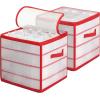 imageSONGMICS Plastic Christmas Ornament Storage Boxes 2 Pack Christmas Ball Organizers Hold 128 Balls up to 3Inch Removable Dividers Cherry Red URFB029T02Cherry Red