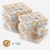 imageSONGMICS Plastic Christmas Ornament Storage Boxes 2 Pack Christmas Ball Organizers Hold 128 Balls up to 3Inch Removable Dividers Cherry Red URFB029T02Sandy Gold