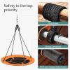 imageSONGMICS Saucer Tree Swing 40 Inch 700 lb Load Textilene Fabric Includes Hanging Kit for Kids Outdoor Indoor Heavy Duty Safe Durable Easy Install Backyard and Home Orange and Black UGSW001O01
