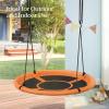 imageSONGMICS Saucer Tree Swing 40 Inch 700 lb Load Textilene Fabric Includes Hanging Kit for Kids Outdoor Indoor Heavy Duty Safe Durable Easy Install Backyard and Home Orange and Black UGSW001O01