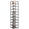 imageSONGMICS Shoe Rack 10 Tier Shoe Shelf Shoe Storage Organizer SpaceSaving 11 x 177 x 681 Inches Metal Frame NonWoven Fabric Shelves for Entryway Bedroom Black ULSH010B02Grey