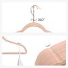 imageSONGMICS Velvet Hangers 50 Pack NonSlip With Rose GoldColored Swivel Hooks Slim SpaceSaving for Closet HeavyDuty White UCRF026W03Pink