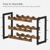 imageSONGMICS Wine Rack 3 Tier Tabletop Wine Water Bottle Organizer Storage Large Capacity Holds 12 Bottles Bamboo Countertop Wine Holder Shelf for Kitchen Bar Cabinets Pantry Rustic Brown and BlackRustic Brown  Black