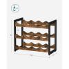 imageSONGMICS Wine Rack 3 Tier Tabletop Wine Water Bottle Organizer Storage Large Capacity Holds 12 Bottles Bamboo Countertop Wine Holder Shelf for Kitchen Bar Cabinets Pantry Rustic Brown and BlackRustic Brown  Black