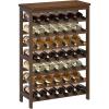 imageSONGMICS 42Bottle Wine Rack Free Standing Floor 7Tier Display Wine Storage Shelves with Table Top Bamboo WobbleFree Bottle Holder for Kitchen Bar Dining Room Living Room Walnut Color UKWR27WLWalnut