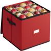 imageSONGMICS Christmas Ornament Storage Box 3 Inches 64 Slots Stackable Christmas Storage Container with Lid Dual Zippers Adjustable Dividers NonWoven Fabric Forest Green URFB036C01Cherry Red