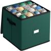 imageSONGMICS Christmas Ornament Storage Box 3 Inches 64 Slots Stackable Christmas Storage Container with Lid Dual Zippers Adjustable Dividers NonWoven Fabric Forest Green URFB036C01Forest Green