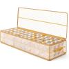 imageSONGMICS Christmas Ornament Storage Box 96 Slots of 3 Inches 38quot L x 132quot W x 69quot H Bauble Storage Box with Dividers Zippers Side Handles Under the Bed Cherry Red URFB031T02Sandy Gold