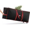 imageSONGMICS Christmas Tree Storage Bag with 16Inch Wheels Rolling Storage Bag up to 75 ft For Disassembled Holiday Tree LengthAdjustable Handles 600D Oxford Fabric Ink Black URXS004B02Ink Black