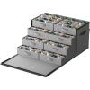 imageSONGMICS Large Christmas Ornament Storage Box with Side Open Stackable Christmas Storage Container with Lid 8 Drawer Trays 600D Oxford 3Inch 128 Slots Dove Gray URFB038G01Dove Gray