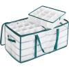 imageSONGMICS Large Christmas Ornament Storage Boxes 3Inch Balls 8 Trays 128 Slots Plastic Christmas Storage Container with Lid Dual Zippers Side Handles Cherry Red URFB029T01Forest Green