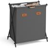 imageSONGMICS Laundry Hamper Laundry Basket 304 Gal Laundry Sorter 2 Sections Collapsible XFrame Clothes Organizer with Customizable Labels Laundry Room Bedroom Bathroom Ink Black ULCB120B01Slate Gray