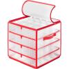 imageSONGMICS Plastic Christmas Ornament Storage Boxes 2 Pack Christmas Ball Organizers Hold 128 Balls up to 3Inch Removable Dividers Cherry Red URFB029T02Cherry Red