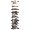 imageSONGMICS Shoe Rack 10 Tier Shoe Shelf Shoe Storage Organizer SpaceSaving 11 x 177 x 681 Inches Metal Frame NonWoven Fabric Shelves for Entryway Bedroom Black ULSH010B02Black