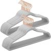 imageSONGMICS Velvet Hangers 50 Pack NonSlip With Rose GoldColored Swivel Hooks Slim SpaceSaving for Closet HeavyDuty White UCRF026W03Dove Gray