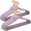 imageSONGMICS Velvet Hangers 50 Pack NonSlip With Rose GoldColored Swivel Hooks Slim SpaceSaving for Closet HeavyDuty White UCRF026W03Light Purple