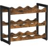 imageSONGMICS Wine Rack 3 Tier Tabletop Wine Water Bottle Organizer Storage Large Capacity Holds 12 Bottles Bamboo Countertop Wine Holder Shelf for Kitchen Bar Cabinets Pantry Rustic Brown and BlackRustic Brown  Black