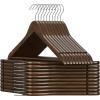 imageSONGMICS Wooden Hangers 20Pack Wood Coat Hangers with Shoulder Notches Swivel Hook NonSlip for Jackets Shirts Suits Dark Walnut and Silver UCRW02V20Dark Walnut  Silver