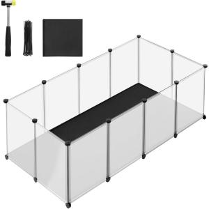 imageSONGMICS 20 Panels Guinea Pig PlaypenRemovable Oxford Fabric MatSmall Animal Pen Pet Fence IndoorDIY Plastic Enclosure for Hamsters Rabbits Hedgehogs 492 x 248 x 165 Inches White ULPC009W01563L x 287W x 181H