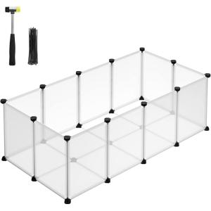 imageSONGMICS 20 Panels Pet Playpen with Floor Small Animal Playpen Pet Fence Indoor DIY Plastic Enclosure for Guinea Pigs Bunny Hamsters Hedgehogs 492 x 248 x 165 Inches White ULPC001W01White