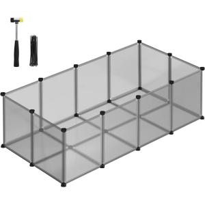 imageSONGMICS 20 Panels Pet Playpen with Floor Small Animal Playpen Pet Fence Indoor DIY Plastic Enclosure for Guinea Pigs Bunny Hamsters Hedgehogs 492 x 248 x 165 Inches White ULPC001W01Gray