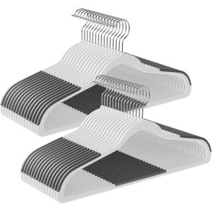 imageSONGMICS Clothes Hangers Pack of 50 Plastic Coat Hangers SpaceSaving Light Gray and Dark Gray UCRF50GCloud White  Dark Gray